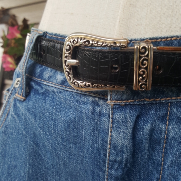 BRIGHTON ♡ Vintage Gold|Silver Pull \'n Twist 2-Sided Black|Brown Leather Belt XS main image 7